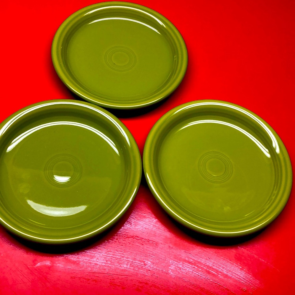Set of 3 Fiesta Pottery Saucers Lime Green